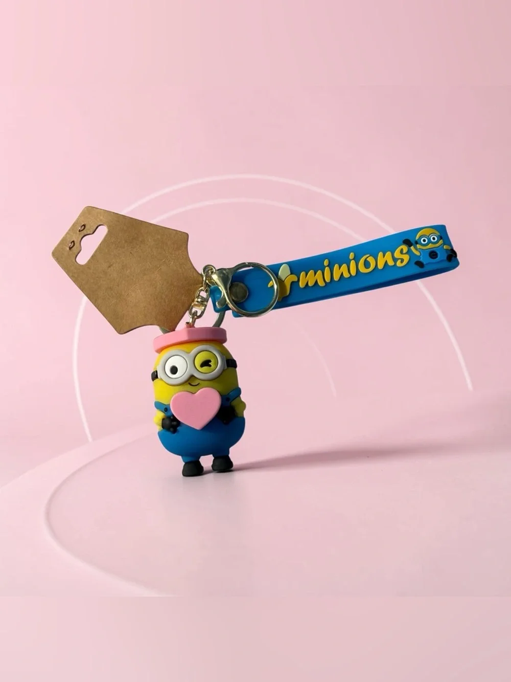 Minions Blue & Yellow Kids Keychain with Pink Heart